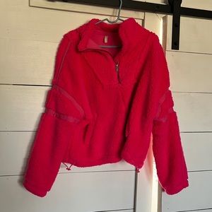 Free People Fleece Jacket in Bright Pink